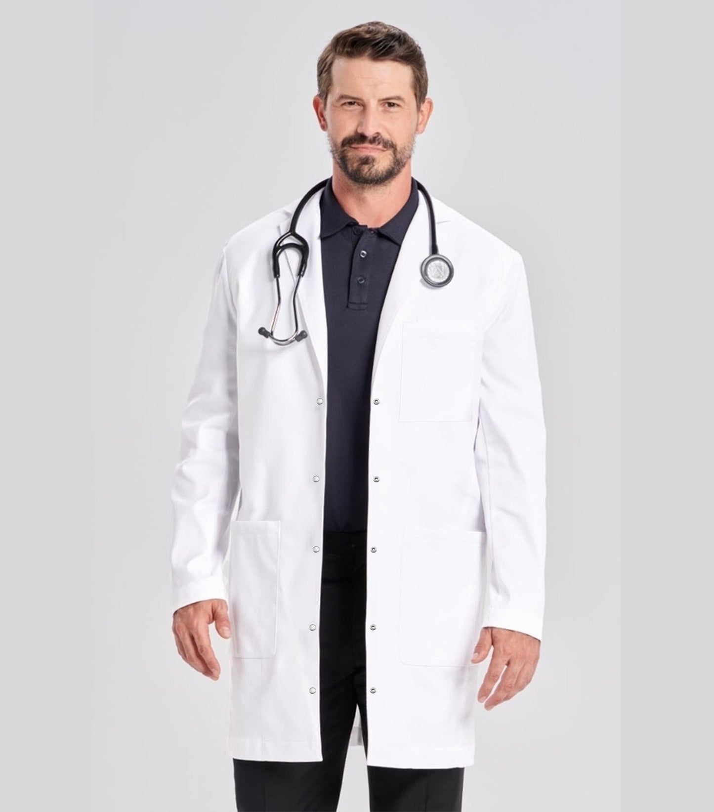 Twill Unisex Lab Coat Full-Sleeve with 3 Pockets & Snap Buttons