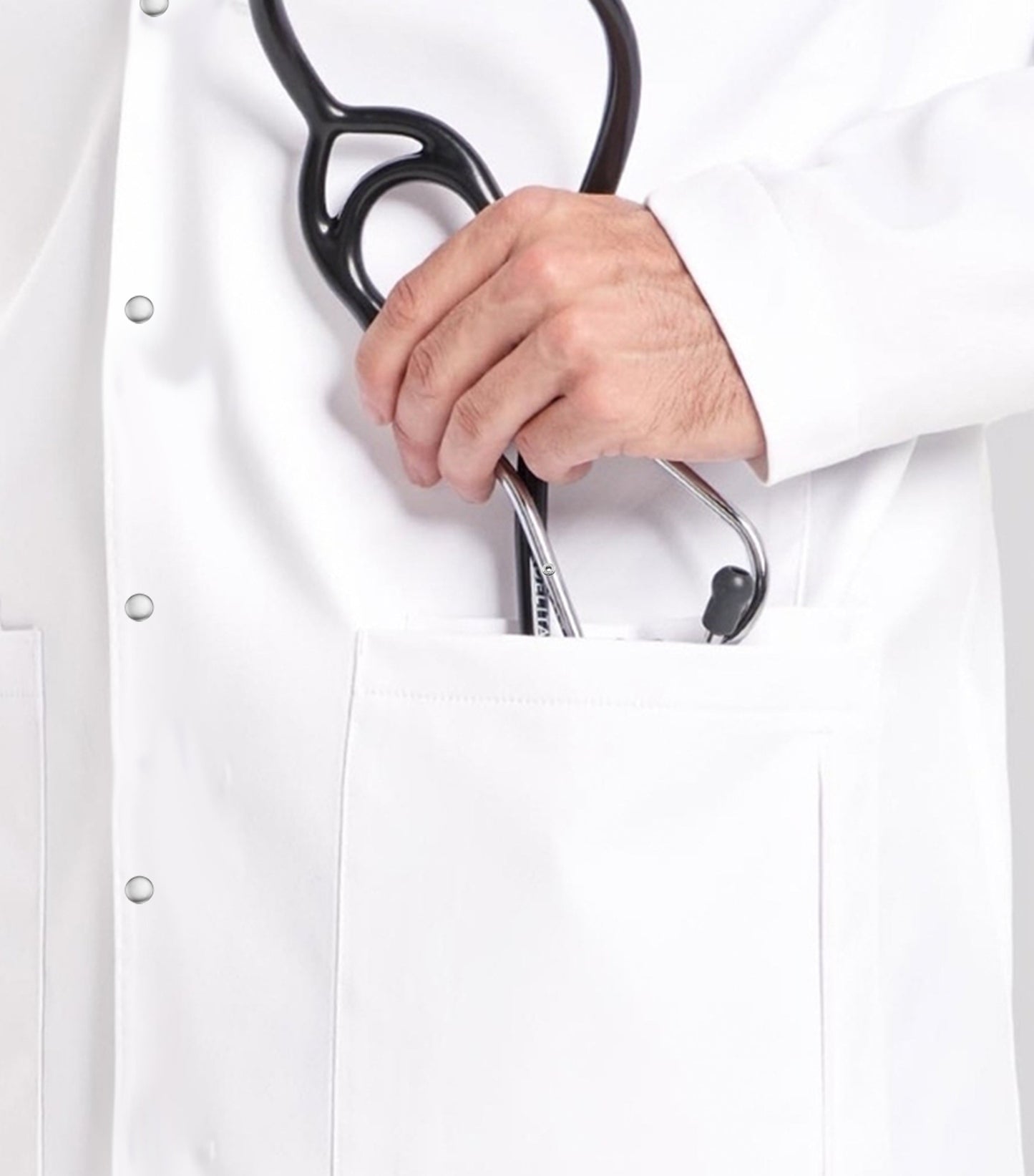 Twill Unisex Lab Coat Full-Sleeve with 3 Pockets & Snap Buttons