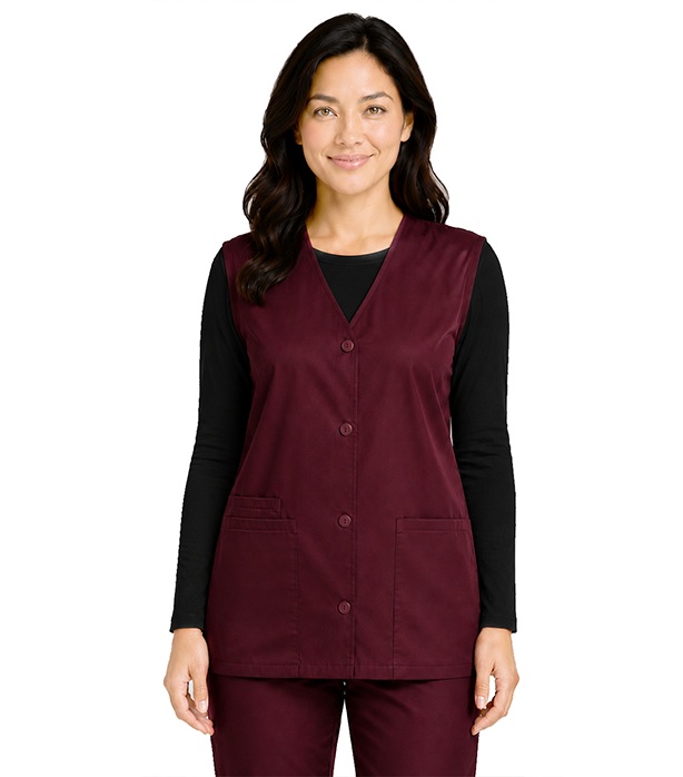 Microfiber Scrub Jacket Vest (Sleeveless) 2 Pockets with Cell Phone Pocket Solid Ladies with Plastic Buttons
