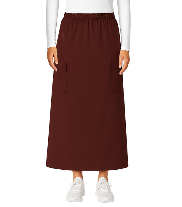 Poplin Women's A-Line Skirt with 2 Cargo Pockets full Elastic Waistband with Drawstring