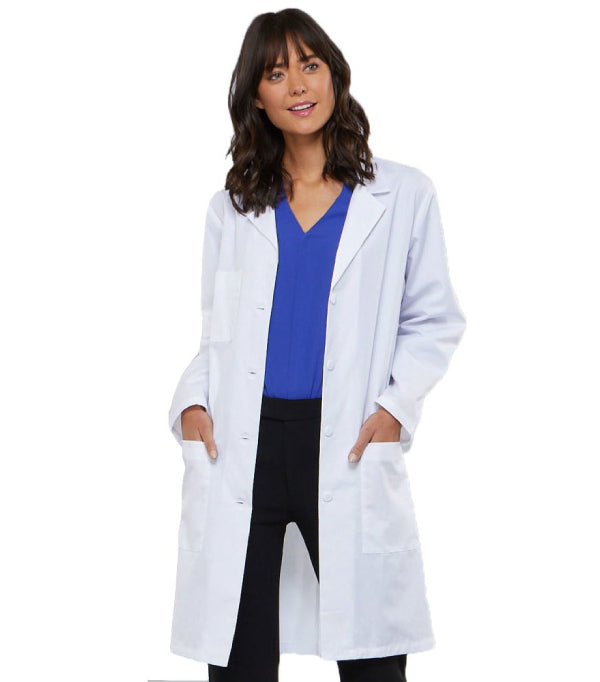Microfiber Women's Lab Coat Full-Sleeve with 3 Pockets Pleated & Snap Buttons