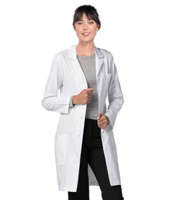 Poplin Women Lab Coat Solid Pleated with Plastic Buttons - 3 Pockets, Full Sleeves