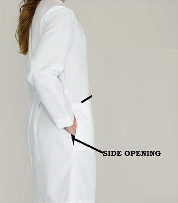 Twill labcoat 3 pocket unisex solid half sleeve plastic buttons