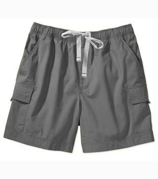 Poplin fabric cargo shorts full elastic waistband 2 side pocket 2 cargo pocket with flap 1 back patch pocket elasticated twill drawstring (white) (inseam is 5 inches)
