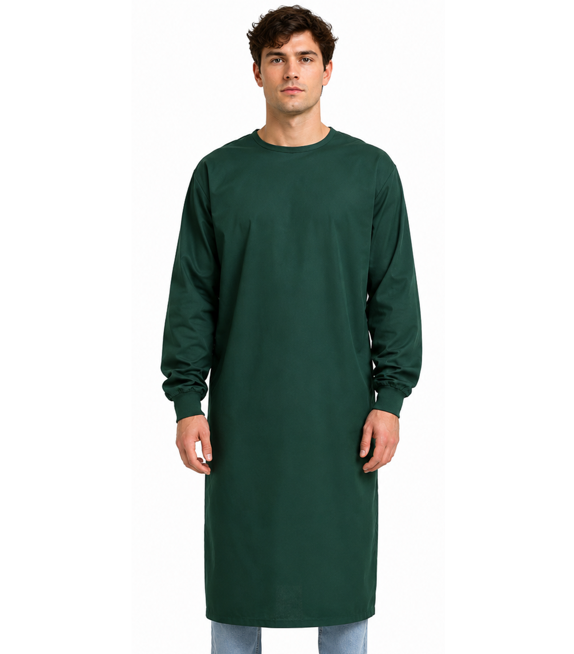 New Doctor gown in full sleeve with rib with matching piping Back-open tie-able in Cut N Sew Style