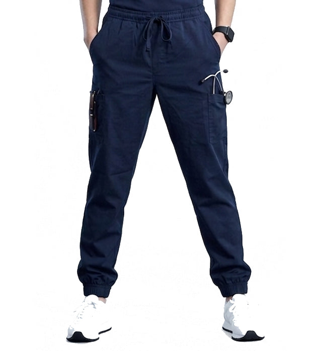 Poplin Unisex Below Elastic Scrub Pant - 6 Pockets (2 Side, 2 Cargo, 1 Back, 1 Cell Phone Pocket)