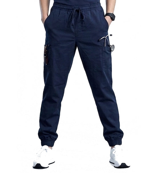 Poplin Unisex Below Elastic Scrub Pant - 6 Pockets (2 Side, 2 Cargo, 1 Back, 1 Cell Phone Pocket)
