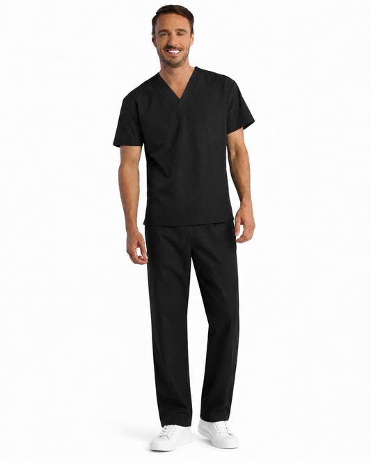 Poplin Unisex Scrub Set - 1 Pocket, Half Sleeves (No-Pocket Top & 1-Pocket Pant)