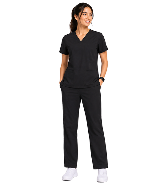 Poplin Women's Scrub Set - 4 Pockets, Half Sleeves (2-Pocket Top & 2-Pocket Pant)