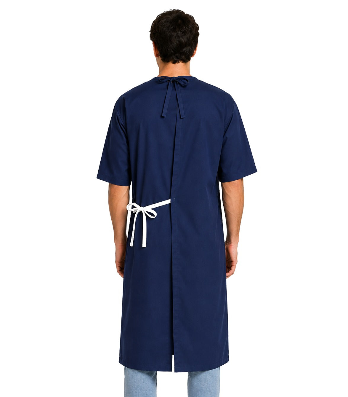 Poplin Fabric New Patient gown back open half sleeve with matching piping, tie-able OR Velcro(+0.5)