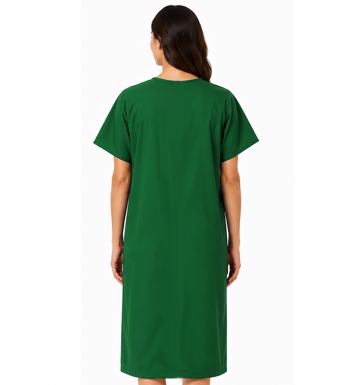 Poplin Patient Gown front open half sleeve with matching piping tie-able